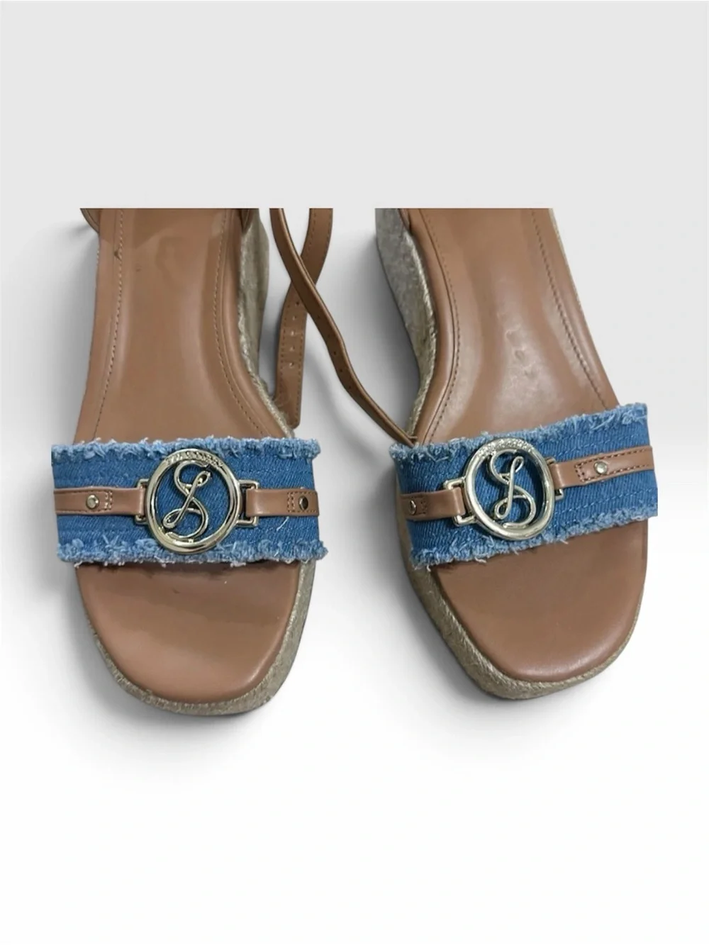 Sam and Libby Corrine Espadrille Denim Platform Wedge Sandal